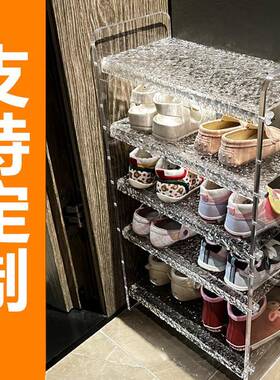 轻奢简约家鞋架子卧室物奶油简易门口实木鞋架用窄边57305体鞋柜