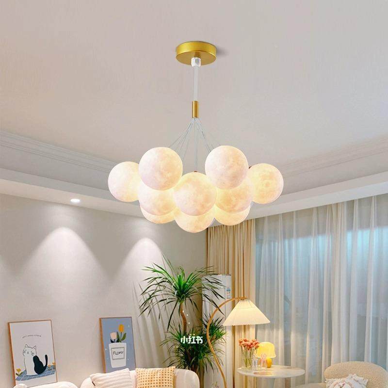 客厅卧室吊灯主卧月球童泡泡灯北欧创364厅意餐儿房网红星球灯中,家装灯饰光源,智能吊灯,淘宝优惠券,粉丝福利购,淘宝优惠卷
