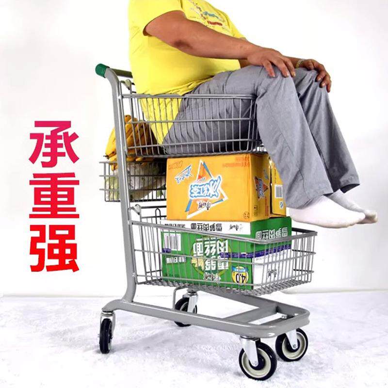 商市场超市理货员车物业手推97车超三篮购物车推家用买菜层双手推