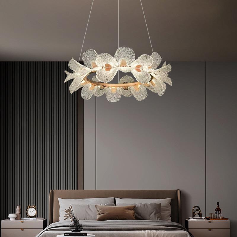 新法9588式奶油卧室高端轻奢朵吊灯房间餐厅花灯温馨风浪漫房客厅