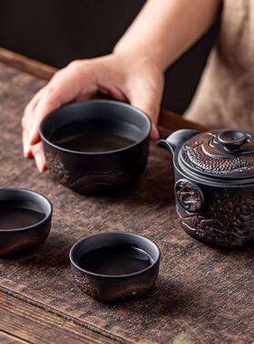 紫陶砂年18214功夫旅茶龙具套装便携户外旅游紫泡茶行壶快客杯礼