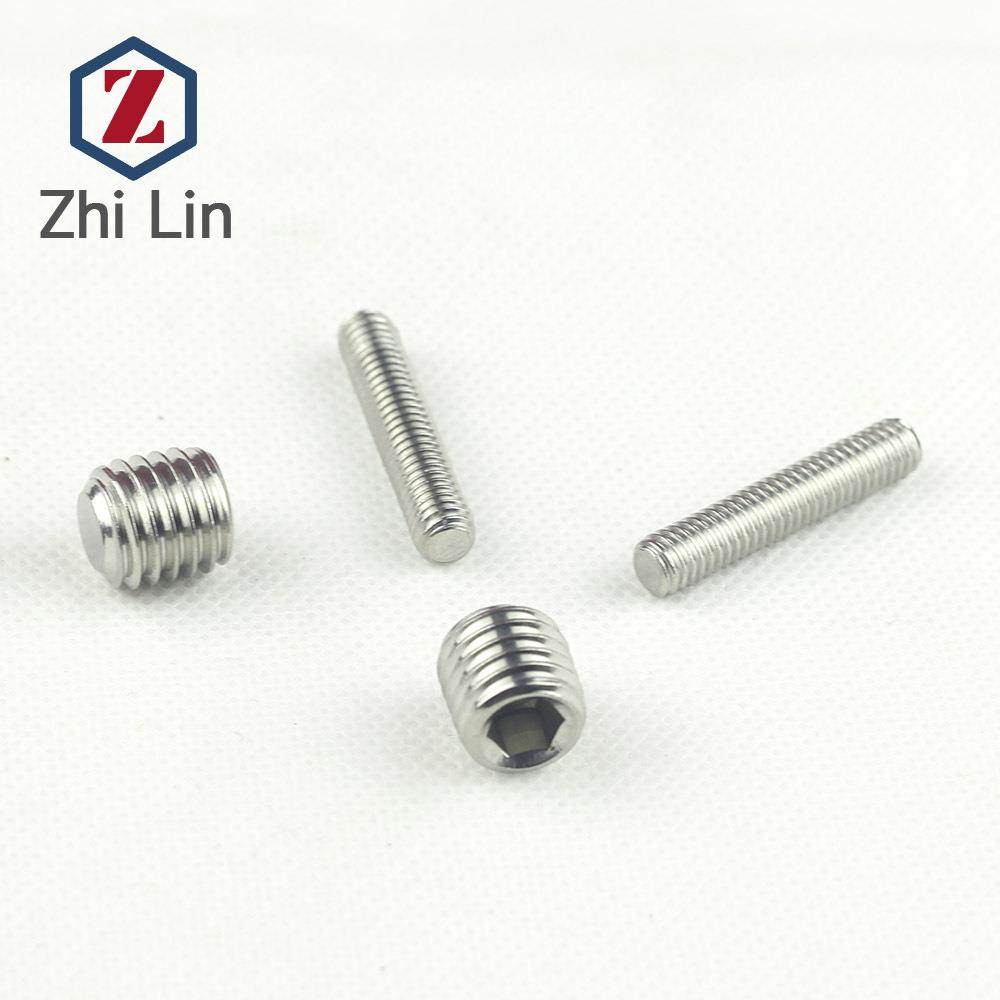 M平10不锈1钢紧定201内六角止付螺丝基米丝端凹螺端DIN913/96