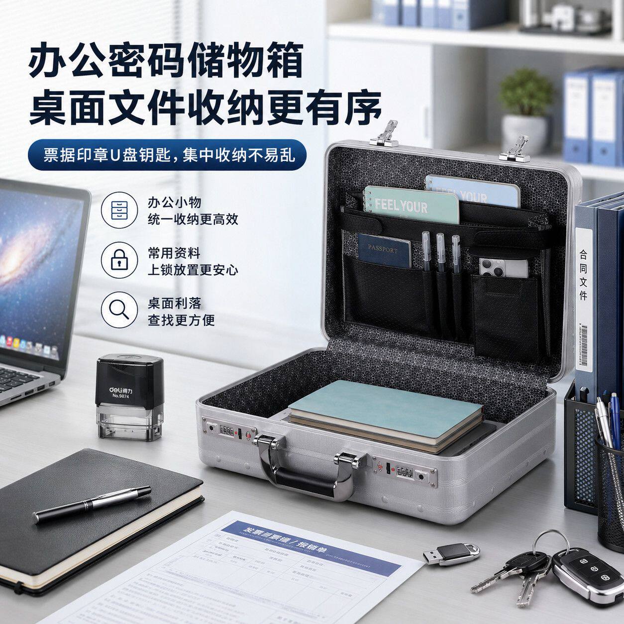 铝合金手提密码箱加厚耐用工具箱仪器设备箱办公文件箱金属密码箱