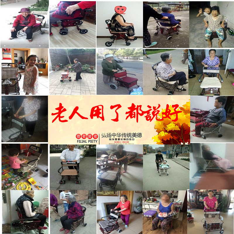 老年人代步车可坐可推四轮买菜拉车E座椅折叠助步购物车户外手推
