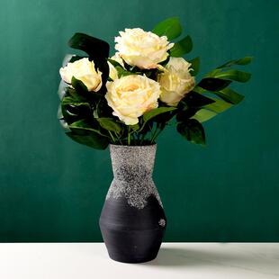 北欧风陶瓷花瓶家居插花假花客厅现代化创意简约小干花白色装饰品