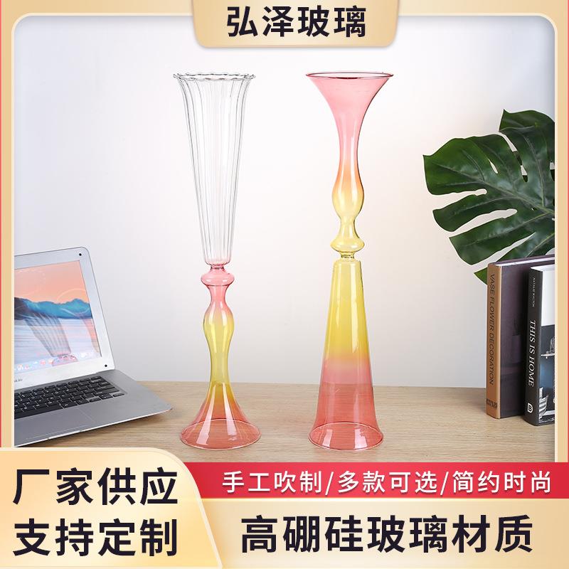 新款供应创意简约玻璃插花花瓶时尚摆件家具客厅装饰网红轻奢