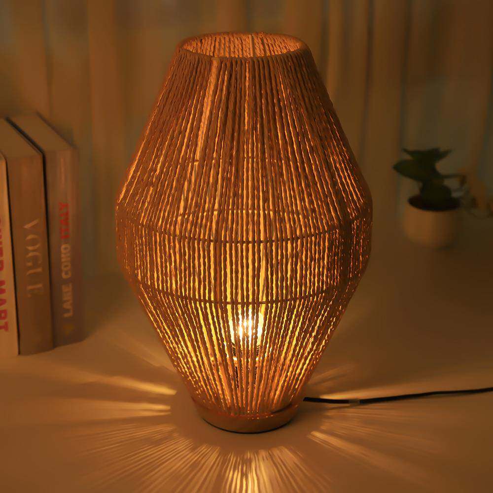 复古纸编灯罩台灯日式简约温馨暖光灯氛围感装饰灯书房卧室床头灯