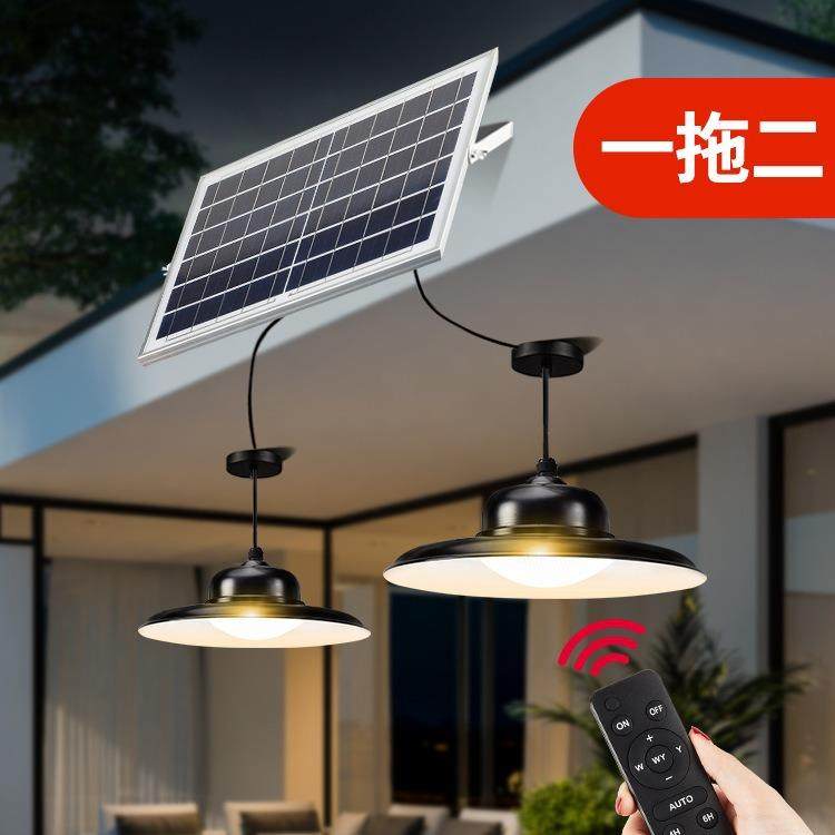 太阳能灯泡家用室内阳台吊灯室外院子防水户外庭院照明工矿灯智控