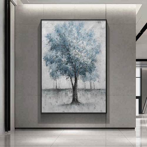 关玄装饰画竖版挂画入ss66户走廊壁画手工发画软装手抽象财树油绘