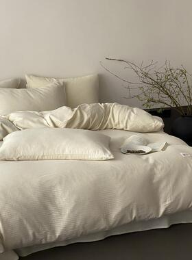 四款A件类棉复古亲肤提花四季套裸睡床单被麻UXK套透气民宿床上用