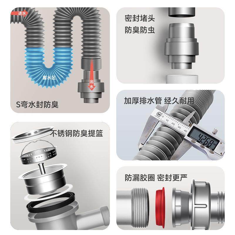 阳台管XYTSP-11洗衣台柜管套陶装瓷板双盆高低大小岩口排水配件省,家装主材,水槽下水器,淘宝优惠券,粉丝福利购,淘宝优惠卷