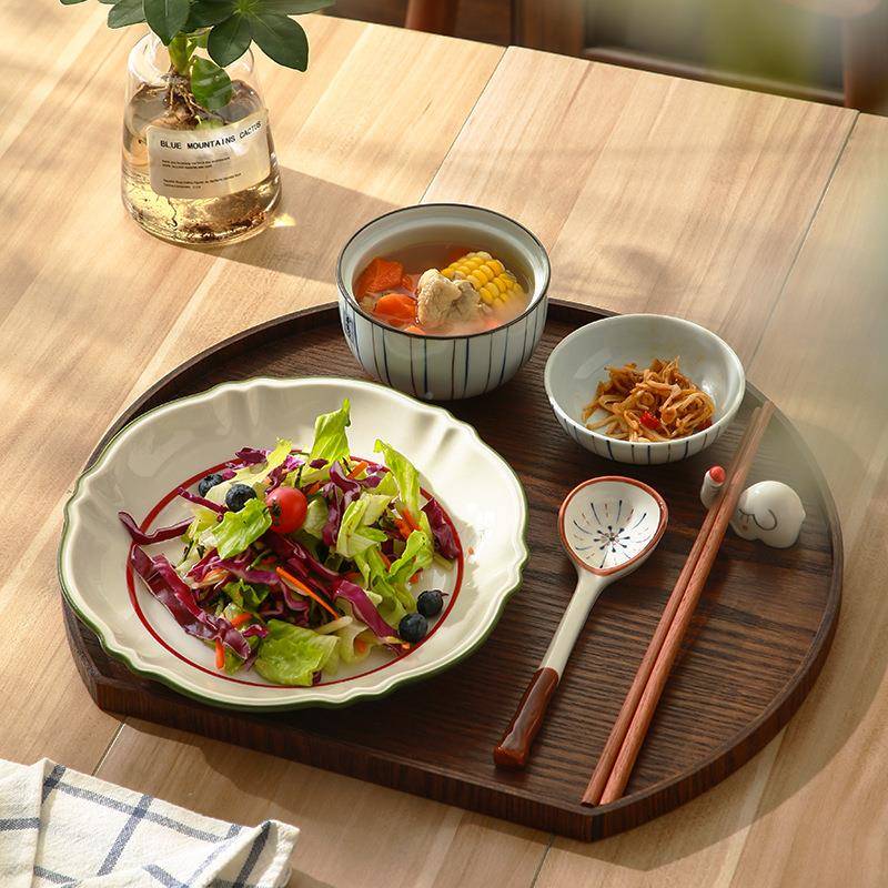 日式仪餐式感具一人碗食盘91800175筷套装带盘月子托民宿早餐盘一