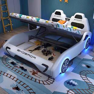 T响TYQ41YQ41儿童汽车床男孩新款跑车带护栏灯意光音创实卡木通单