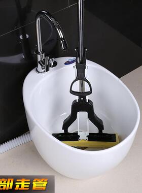 户墩外拖布盆陶瓷拖布池大号圆拖把形池阳台布龙盆景观地tb-55750