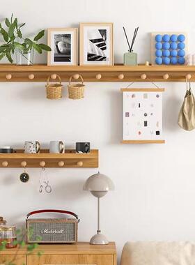 墙上壁简易衣帽架实木挂衣钩玄卧挂室实木衣帽NMW架关入户免孔打