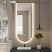 化妆带灯挂镜子入户浴玄关led智能室镜轻910奢洗手间壁间墙异形