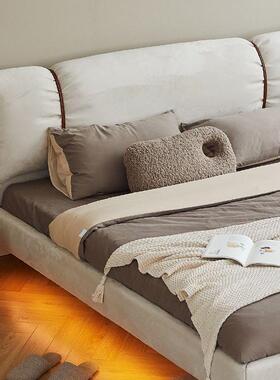 法式复古福袋床极简悬浮床双人PHR民主卧简约设计卧室木软宿实包