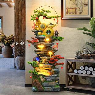 客厅摆办公室大循TQZ件环水落地摆件送礼假鱼山流水喷型泉池鱼缸