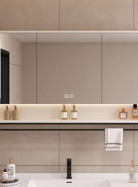 实镜带木智能镜柜单独墙式卫47811生手间浴室镜洗间梳妆置物架镜