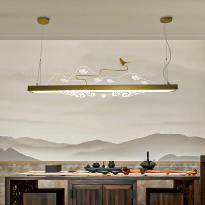 新中式吊灯茶21334餐厅客厅书房民宿简个性中国风约莲l花室长条ed