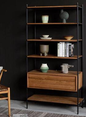 loft美实式书柜木架落地书储多层置物241212架铁艺物架家用收纳陈