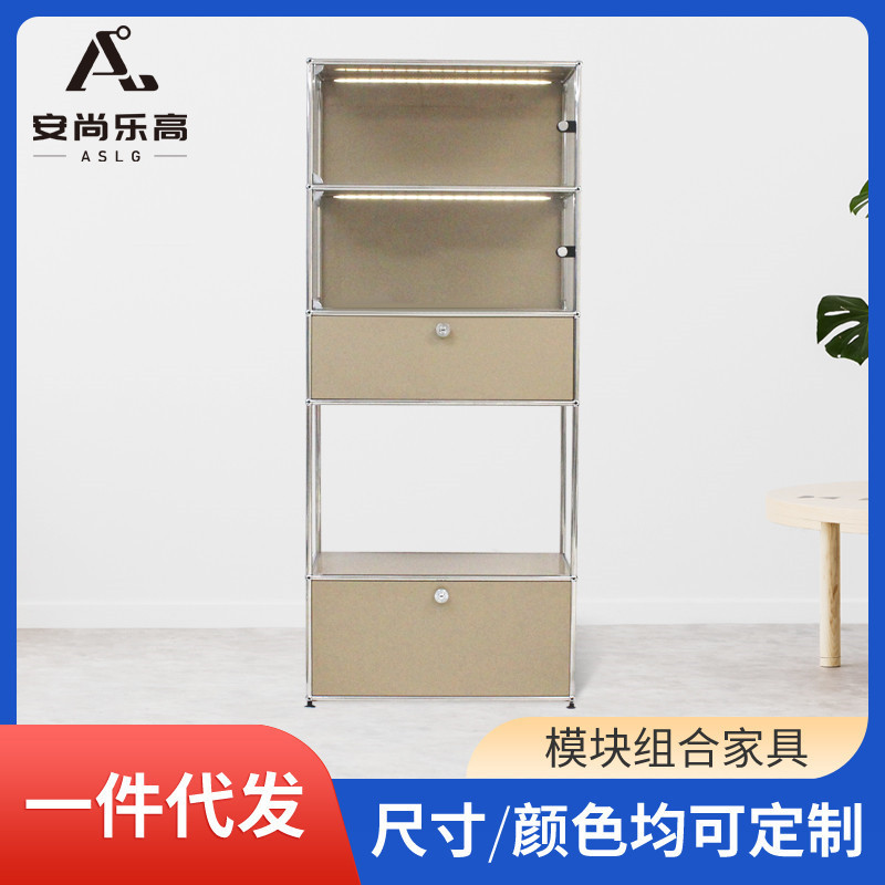 不锈钢电视柜简约电视柜置物斗柜靠墙一体不锈钢储物柜支持定 制