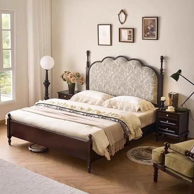 式复古马床花纹软包1米双人床法赛式美中古2289风床现代简约烟熏8