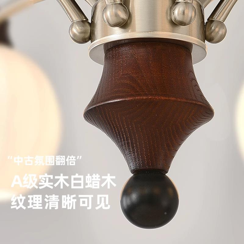 白蜡木复法式中古373风客吊灯vntage大厅主厅灯古卧室灯中i山灯具
