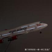 带轮子带灯维珍航空波音7477客机模型704航7民飞机仿真B74XIN