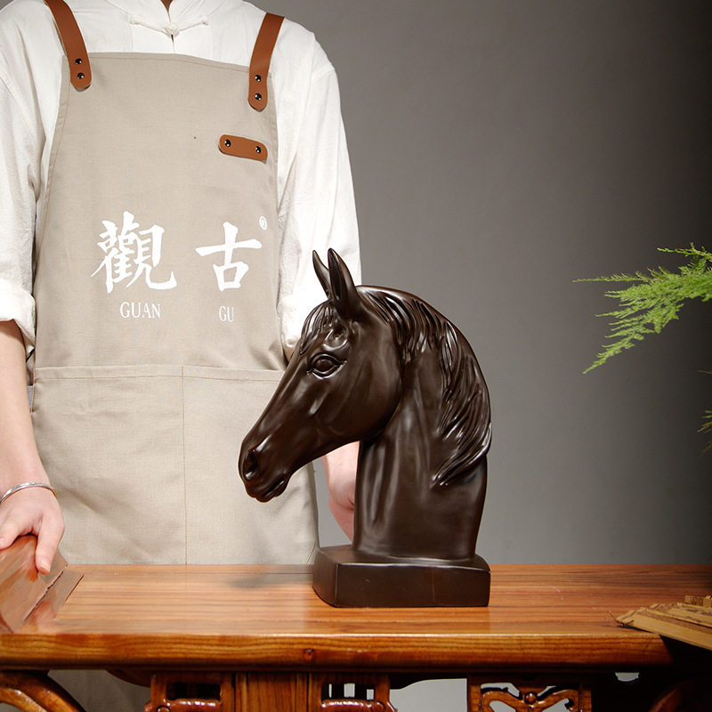 黑檀木雕十二生肖马摆件
