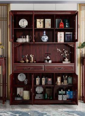 和谐家园新中收式INL实餐边木柜红酸枝潮木E1级环保纳防霉防防尘