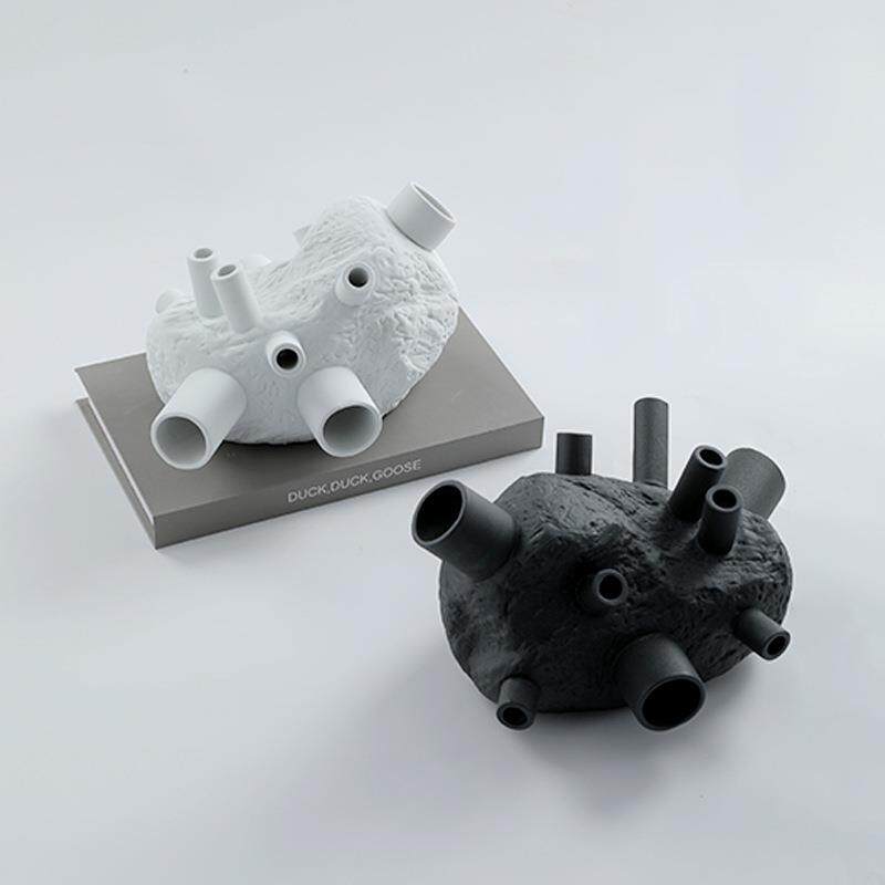 现几代简创意手工素烧花陶PNN瓷几何样板约房酒店插摆件磨砂何花