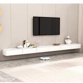 客视厅岩板悬空电视墙985柜一字影挂支墙长条储物柜上架装 饰架无