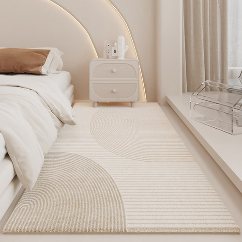 暖色地毯卧室奶油风房间牀边毯侘寂风客厅茶几毯短绒主卧牀前地垫