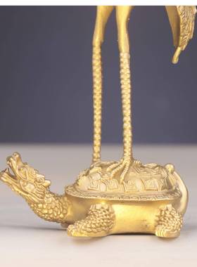 杨00013铜记龟店仙鹤鹤延年家居铺铜摆件铜龟鹤单鹤铜踩龟