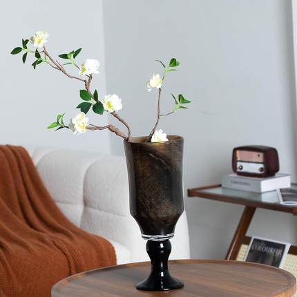 现代高脚用法式风灯烛台两玻璃约花瓶11111简古风软装家居复花器