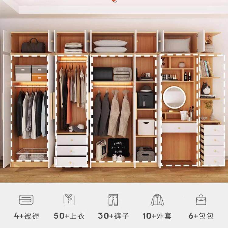 衣柜家用卧室儿现简约出租房用经济户型储物柜小型代VDJ实木质童