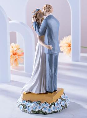 美摆式风格唯美木仿刻人物雕塑摆件人物家居结婚装礼品顶蛋糕树脂