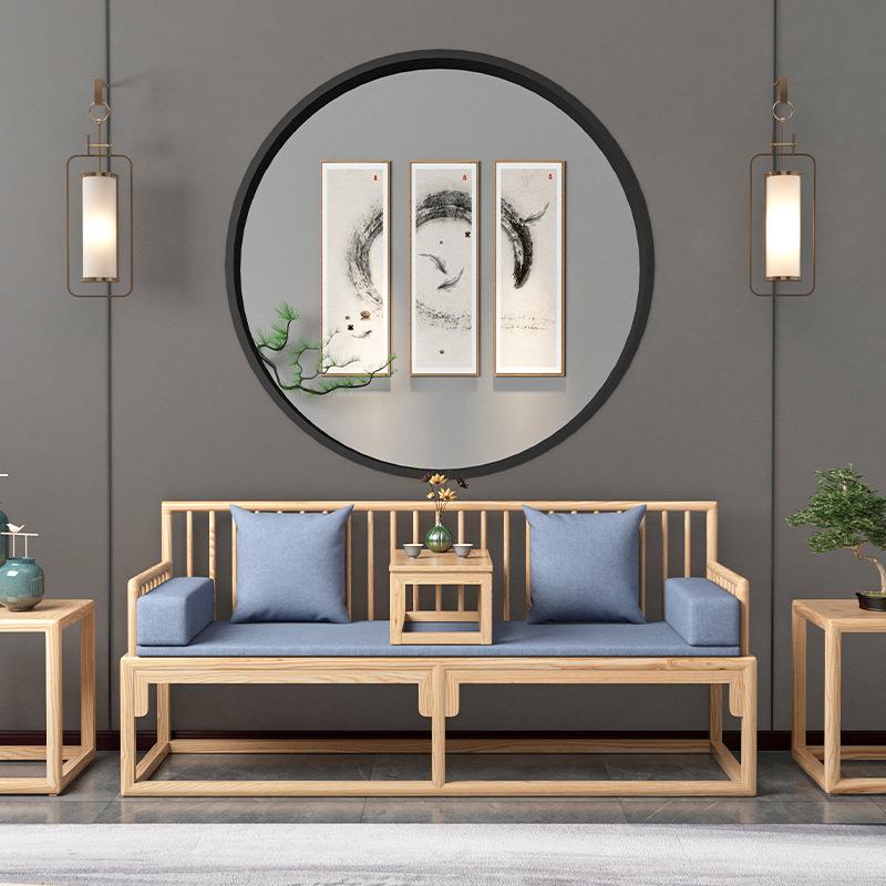 蜡木罗汉DX04141床沙实木新中式白组合客厅禅发意床榻酒店民宿推