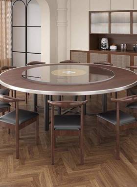 新中式实木餐桌古椅新款圆桌用小户型吃饭桌RFX子复旋转家桌盘圆