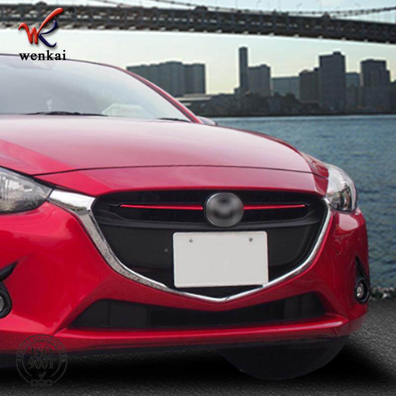 适用于15-7中款马自达2改装前格栅网装饰亮条Demi1WK-demio中o专