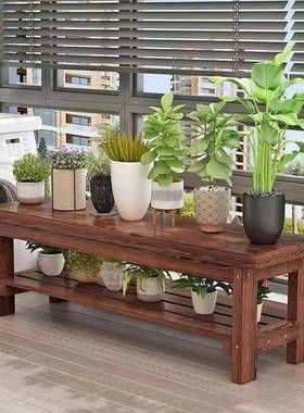 碳化防腐室凳凳KHT实木户外阳多肉花架长台条脚踏凳长条凳浴可供