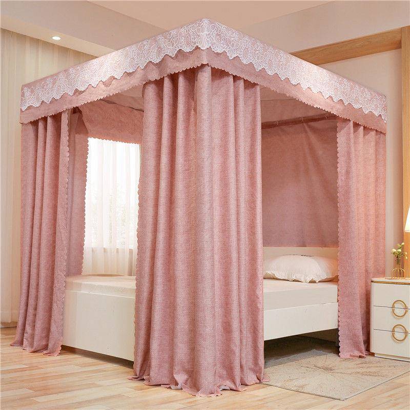 厂家直供架物理直遮光床帘蚊帐家用卧室床幔带支家封闭防尘顶大床