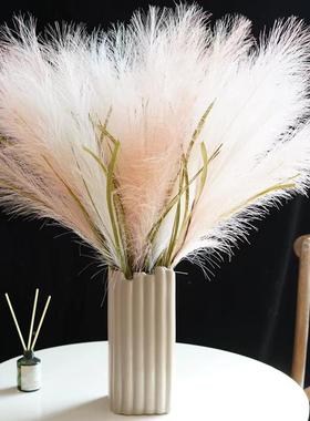 北BCTN欧IS网红花芦苇花轻奢家居装饰餐假桌花瓶马摆件毛绒花小