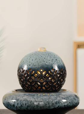 型流水小摆桌循环水简约现代F99576H5面喷泉小夜件灯家居客厅装饰