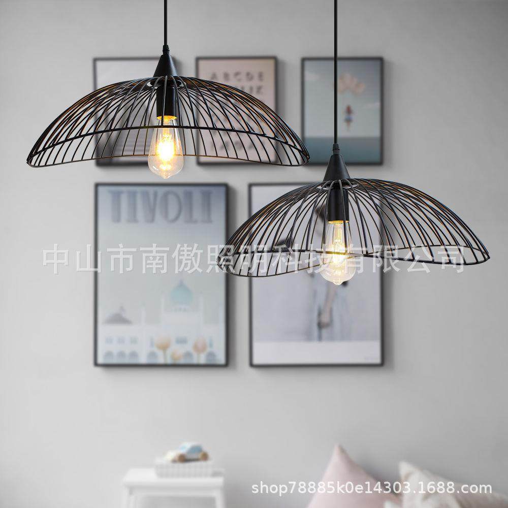 北欧铁艺吊灯现代简约餐厅灯草帽工业设计卧室书房客厅灯具,收纳整理,烫衣板及配件,淘宝优惠券,粉丝福利购,淘宝优惠卷