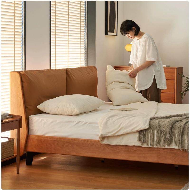 北欧复古软包实木床婚床主卧1.8米日式樱桃木1.5小户型简约双人床,机械设备,其他机械设备,淘宝优惠券,粉丝福利购,淘宝优惠卷