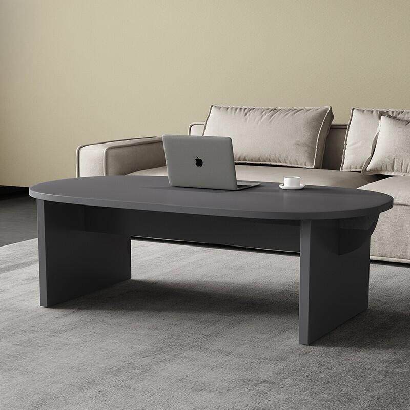 简易北欧设计师茶几小户型黑色桌子椭圆形家用简约中古民宿小桌子