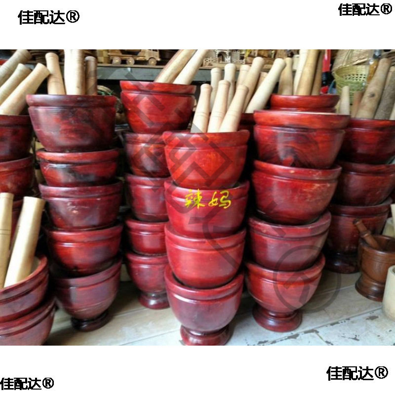 实木舂筒傣味舂泰国木臼搅蒜泰国对窝木圆臼家用商用舂桶舂钵
