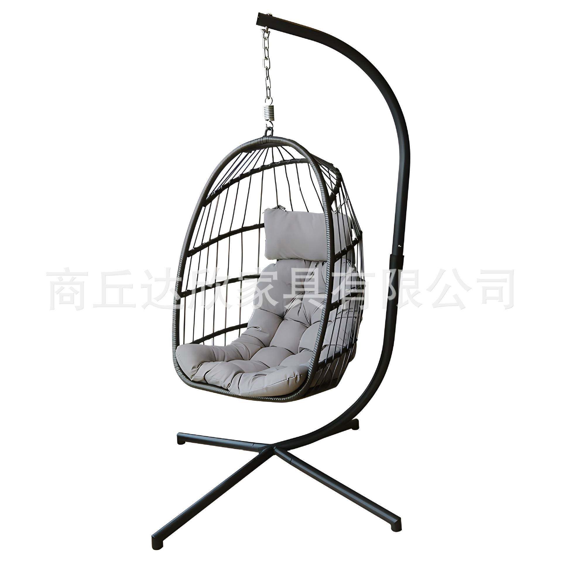 时尚可折叠拆卸庭院秋千单人编藤蛋蛋椅现代休闲吊篮鸟巢椅带坐垫